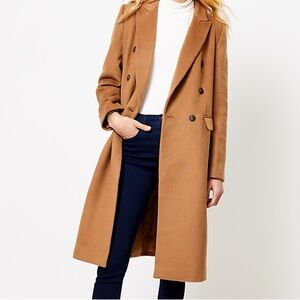 LOFT Camel Double-Breasted Trench Coat